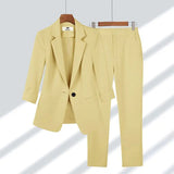 Summer New Thin Jacket Blazer Casual Wide Leg Pants Two Piece Elegant Women's Pants Set Office Outfits Business Clothing