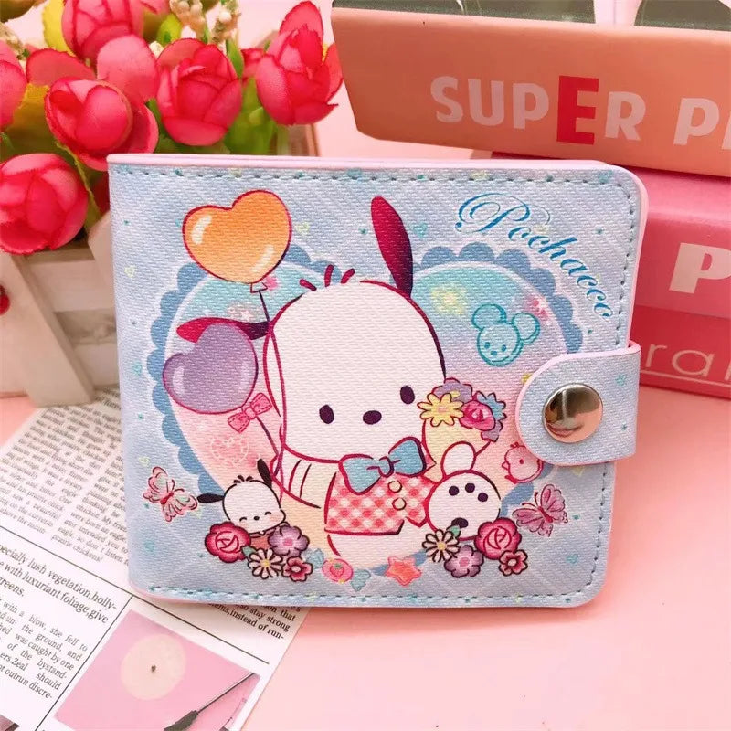 Sanrio Hello Kitty Cinnamoroll My Melody Kuromi New Pu Casual Money Bag Coin Purse Card package Wallet With Buttons ﻿