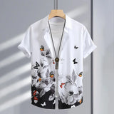 Summer 3D Graffiti Blossom Printed Shirts For Men Children Fashion Streetwear Long Sleeve T Shirt Unisex Hawaiian Shirts Blouses