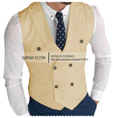 Men's Classic Double Breasted Suit Vest White Notch Lapel Waistcoat for Groomsmen for Wedding