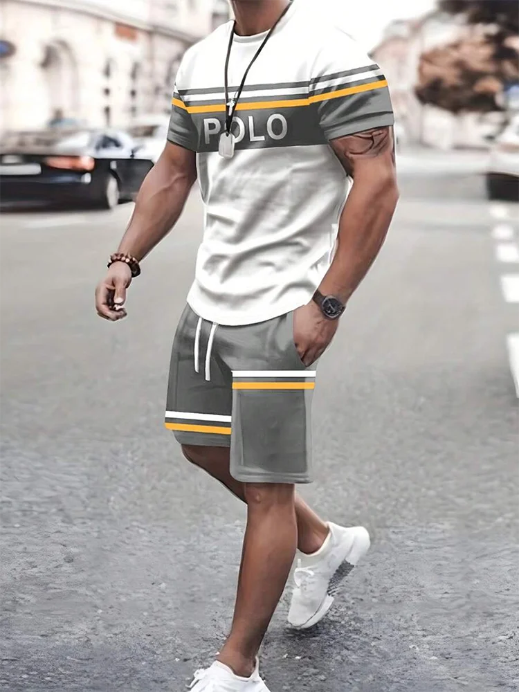 Summer Everyday Casual Men's T-shirt Shorts Set Urban Street Fashion Men's Short-sleeved Outdoor Sports Men's Shorts 3D Printing