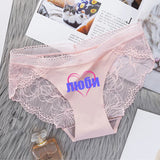 Sexy Lace Seamless Women Briefs Underwear with Russian words and cute emoji Printing Panties Asain Size Lanmaocat Wholesale