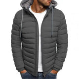 New Fashion Trend Oversize Men Detachable Hat Padded Hooded Cardigan Drawstring Winter Thick Warm Jacket Outerwear Top