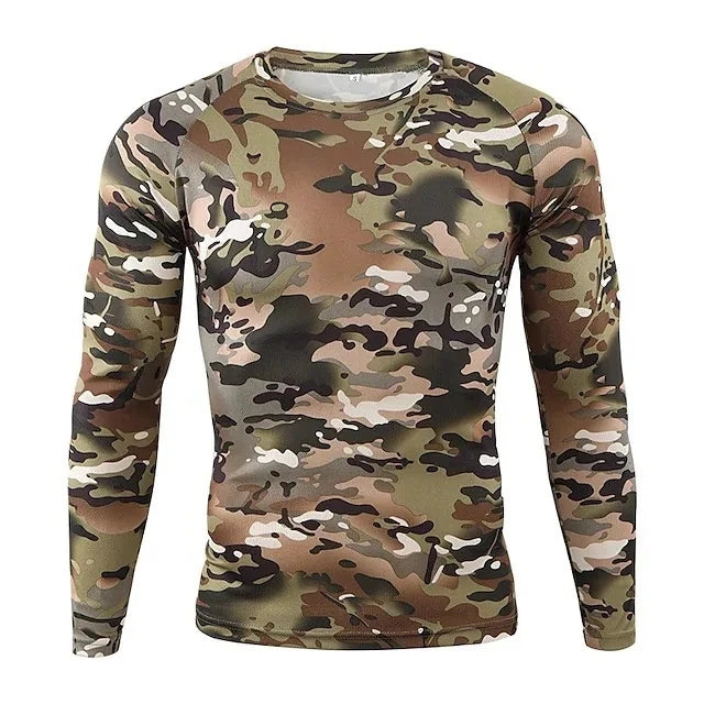 Fashionable Men's Camouflage Printed Men's T-shirt Casual Trend Military Fan Top Autumn New Long Sleeved Round Neck Top