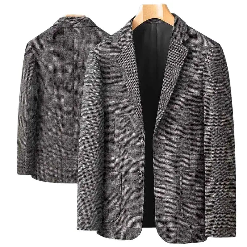 New Men's Blazer Fashion Middle-aged Business Casual Professional Wear Casual Loose British Style Sub-trend Four Seasons Suit