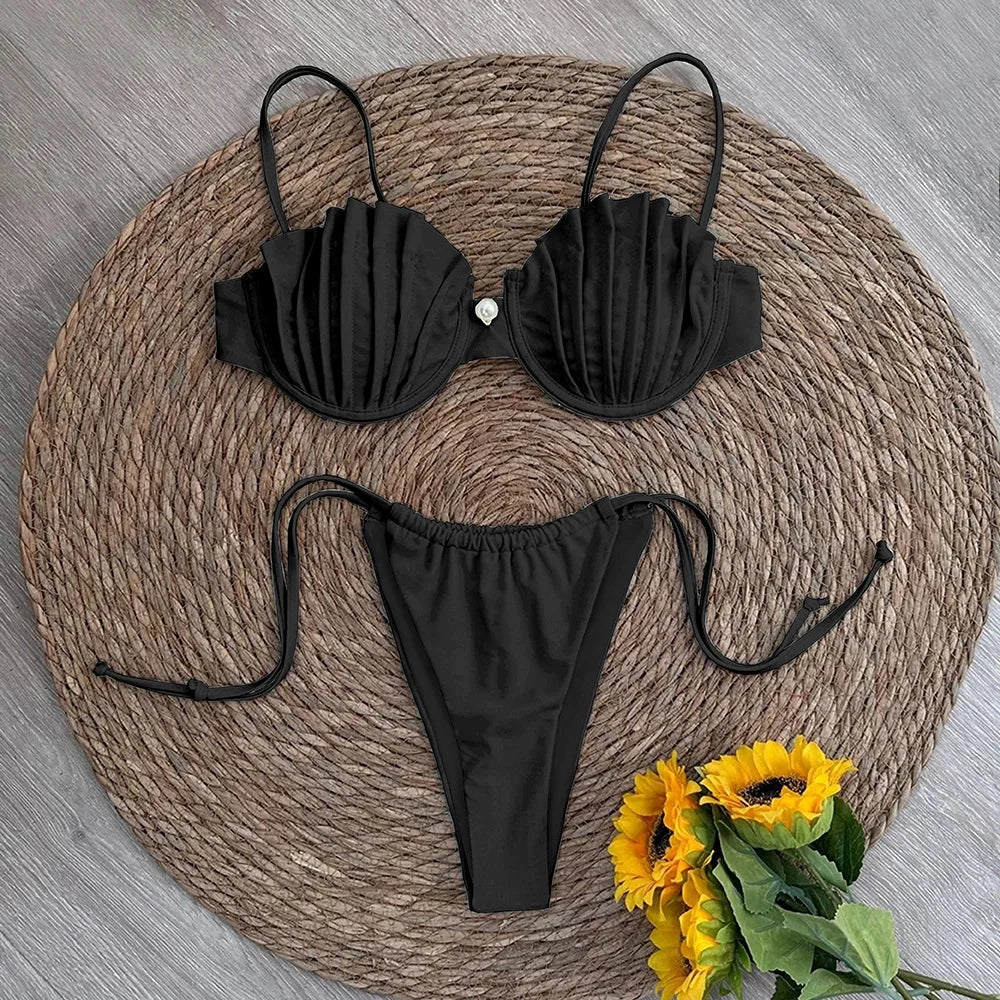 Sexy Shell Micro Bikini Women Swimsuit Female Swimwear Thong Bikinis Set Brazilian Beach Wear Bathing Suit Biquini