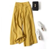 Summer Pants for Women Cotton Linen Large Size Wide Leg Pants Femme Arts Style Elastic Waist Solid Casual Loose Pantalon