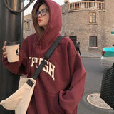 Rimocy Autumn Winter Printed Hoodie Women Korean FashionThicken Hooded Sweatshirts Woman Y2K Streetwear Loose Hoodies