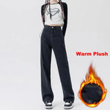 Woman Vintage Wide Leg Jeans Girls High Waist Pants Female Fashion Black Black Grey Retro Blue Light Blue Pink Denim Trousers