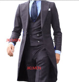 Royal Blue Long Tail Coat 3 Piece Gentleman Man Suit Smoking Da Sposo Moda Maschile Per Giacca Da Ballo Da Sposa Gilet Con