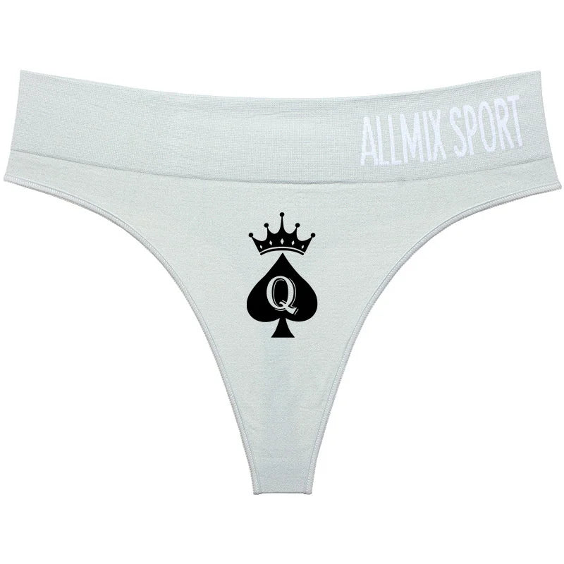 New Queen Spades Funny Print High-waist Underwear Women Sexy Panties Girls Thongs Female G String Pantie Temptation Intimates