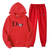 Tracksuit 2 Pieces Sets Hooded Sweatshirt +Drawstring Pants Male Hoodies Running Sportswear Women Autumn Sportswear