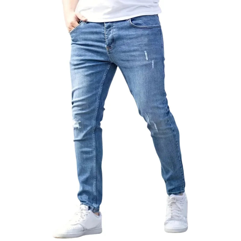 Mens Jeans Casual Skinny Pants Stretch Denim Trousers Male Slim Fit Straight Pants Fashion Jeans Soild Pencil Pants Man Clothing