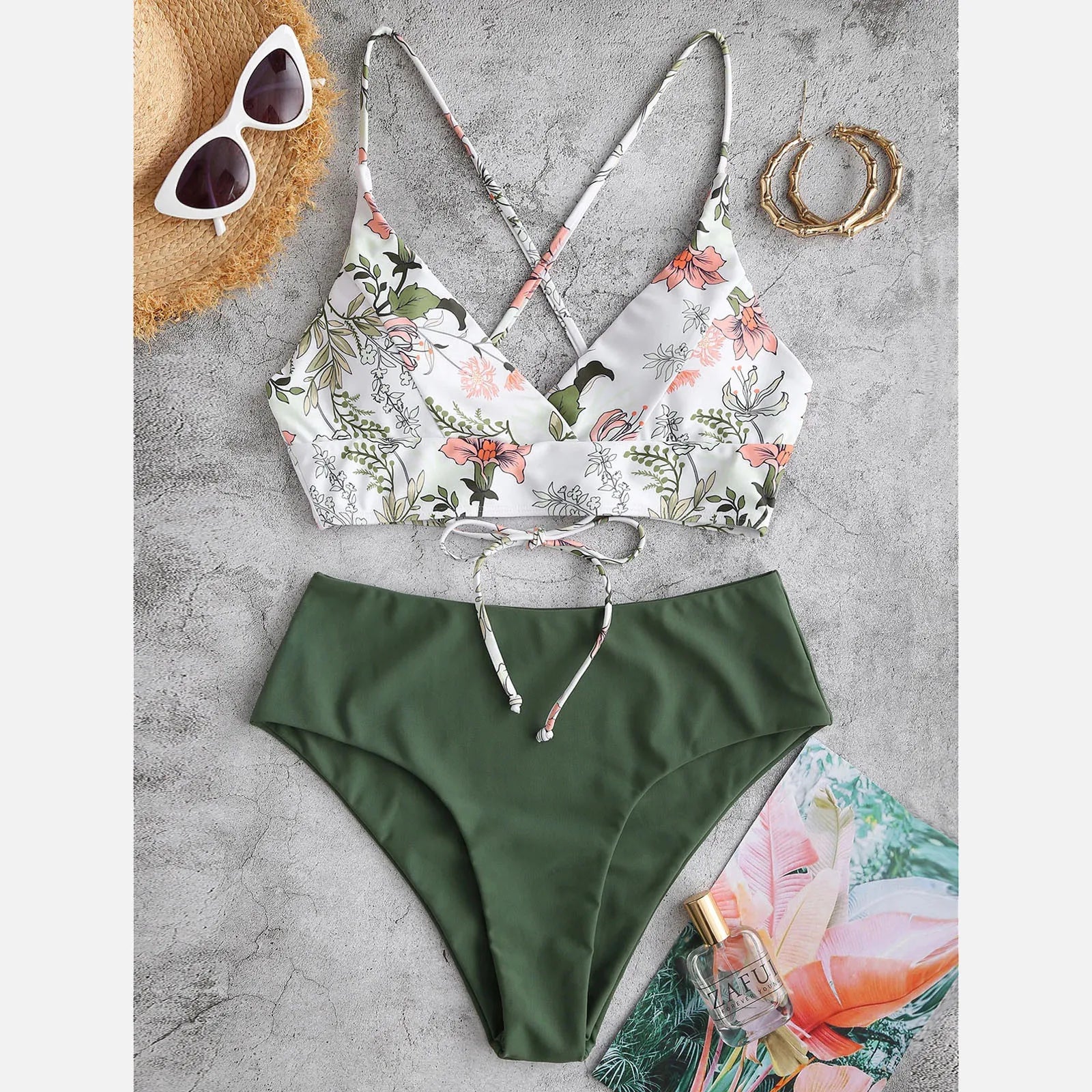 Woman Swimsuits Print Bikini Flower Size Beachwear Sets Two Women Split Swimsuit Plus Piece Swimwears Tankinis Set