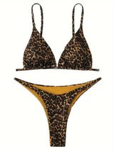 Micro Leopard Bikini Women High Cut  Bandage Push Up Swimsuit Sexy Bathing Suit Padded Thong Swimwear,Summer Beach Vacation