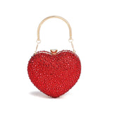 Luxury Diamond Inlay Heart Shape Crystal Clutch Purse Stones Evening Wedding Party Shoulder Bag Handle Rhinestone Mini Handbags