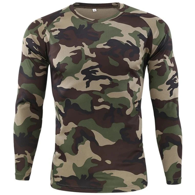 Fashionable Men's Camouflage Printed Men's T-shirt Casual Trend Military Fan Top Autumn New Long Sleeved Round Neck Top