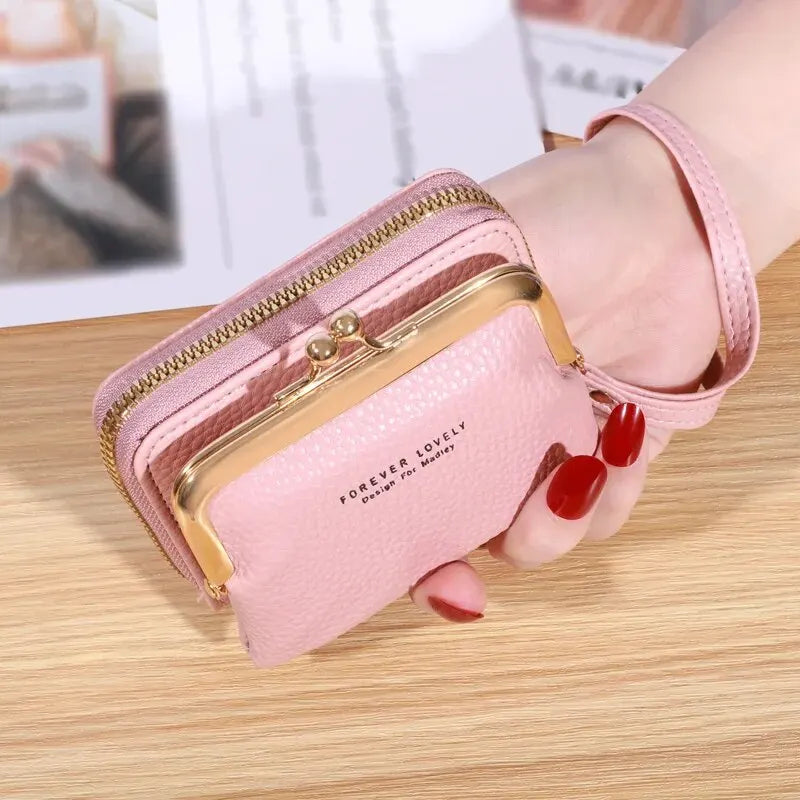 Wallet Women's Fashion Wrist Strap Short Zero Wallet Large Capacity Coin Clip Bag Multiple Card Positions Card Bag Money Clip