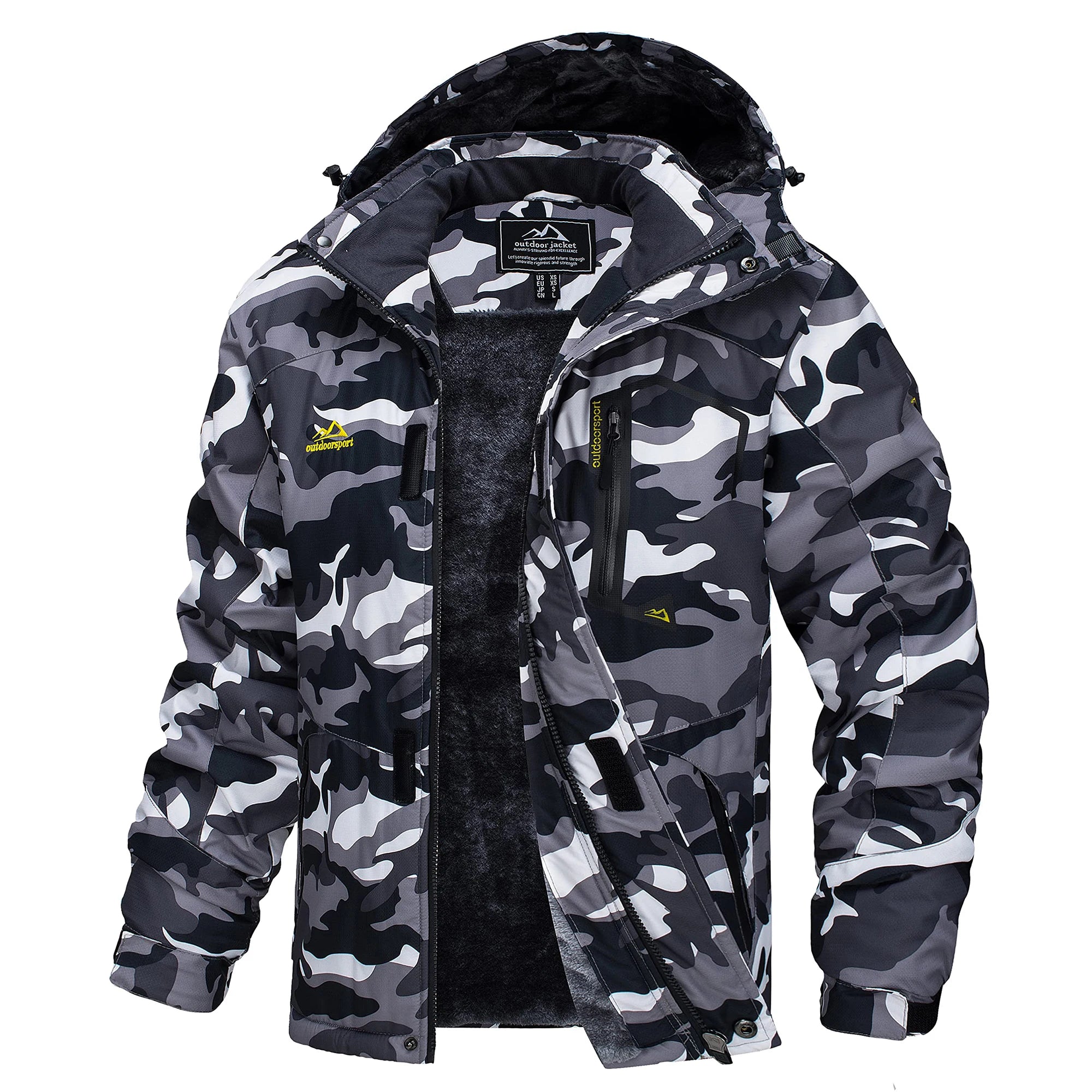 Men's Hooded Fleece Ski Jacket Waterproof Thermal Thick Warm Parka Coats Winter Snow Jacket