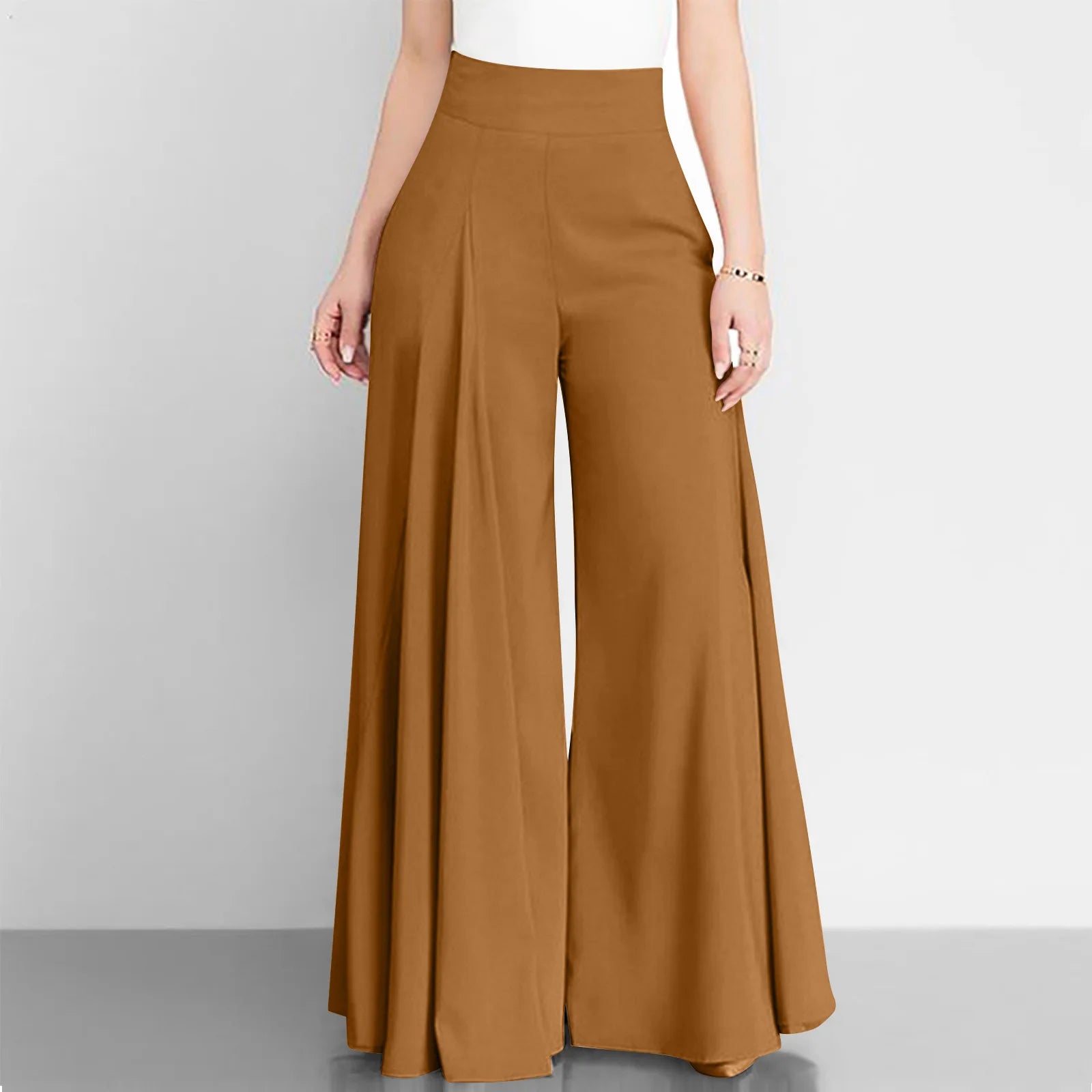 Spring Autumn Fashion Women High Waist Wide Leg Pants Female Elegant Flare Trousers Casual Solid Holiday Loose Long Pant New