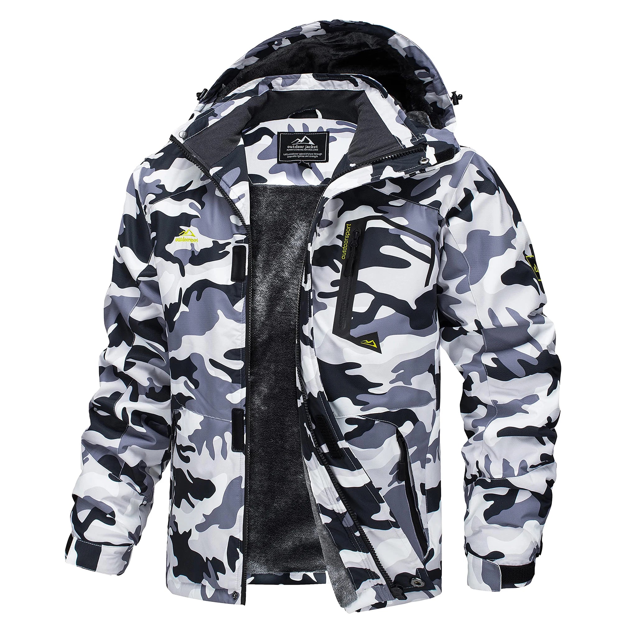 Men's Hooded Fleece Ski Jacket Waterproof Thermal Thick Warm Parka Coats Winter Snow Jacket