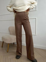 Women's Winter Pants Thick Warm Loose Classic Long Wide Leg Trousers Thermal Brown Beige Wool Long Pants for Women