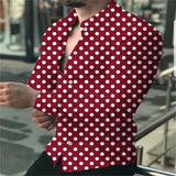 new men's button-down long-sleeved polka dot lapel shirt outdoor street fashion casual breathable comfortable clothing top