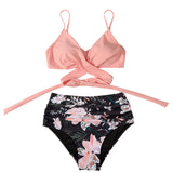 High Waist  Sexy Bikini Set Biquini Swimwear Women Two Pieces Swimsuit Floral Beachwear V-Neck Bathing Suits Female