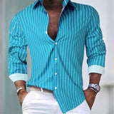 hot-selling men's shirt striped shirt outdoor shopping daily casual buttons super large sizes comfortable fabric