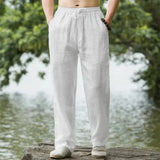 Men's Beach Pants Joggers  Streetwear Cotton Linen Sweatpants Casual Pants Hawaiian Vacation Loose Summer Long