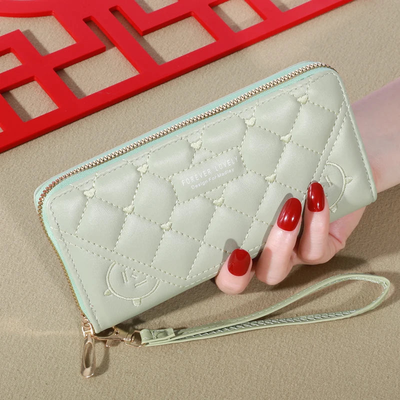 New Wallet Women's European and American Card Bag Zipper Handbag Embroidered Mobile Phone Bag