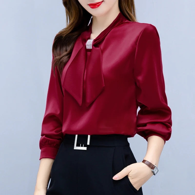 Blusas Mujer De Moda Long Sleeve Blouse Women Bow Collar Chiffon Blouse Shirt Tops Women Blouses Shirts Blusa Camisas