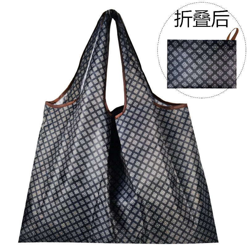 Big Size Thick Nylon Large Tote ECO Reusable Polyester Portable Shoulder Women's Handbags Folding Pouch Shopping Bag Foldable