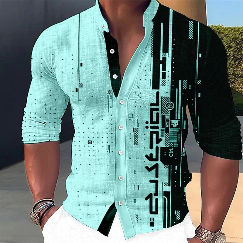 Light Luxury Fashion Men's Shirts Single Breasted Shirts Pattern Printed Long Sleeve Tops Men's Clothing Prom Cardi