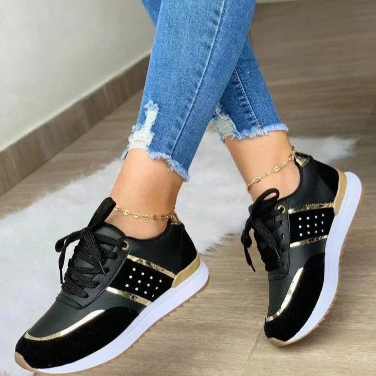 Women's Mesh Sneakers Patchwork Lace Up Flat Shoes for Women Lightweight Female Shoes Classic Versatile Zapatillas De Mujer