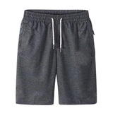 Mens Sports Pocket Solid Drawstring Board Trunk Beach Short Pants Shorts Summer Thin Trousers Zippered Pocket Loose Sweatpants