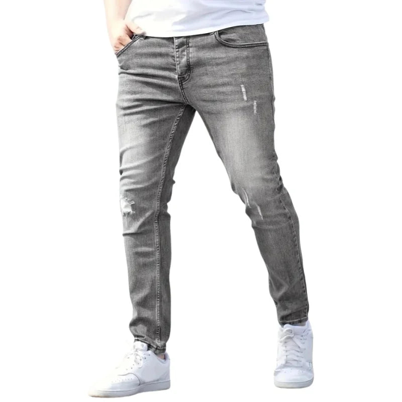 Mens Jeans Casual Skinny Pants Stretch Denim Trousers Male Slim Fit Straight Pants Fashion Jeans Soild Pencil Pants Man Clothing