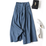 Summer Pants for Women Cotton Linen Large Size Wide Leg Pants Femme Arts Style Elastic Waist Solid Casual Loose Pantalon