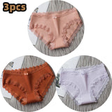 Lingerie Underwear Women Bow New Lace Panties Briefs Low Waist Solid Color Girls Cotton Femal Ropa Interior Femenina K019