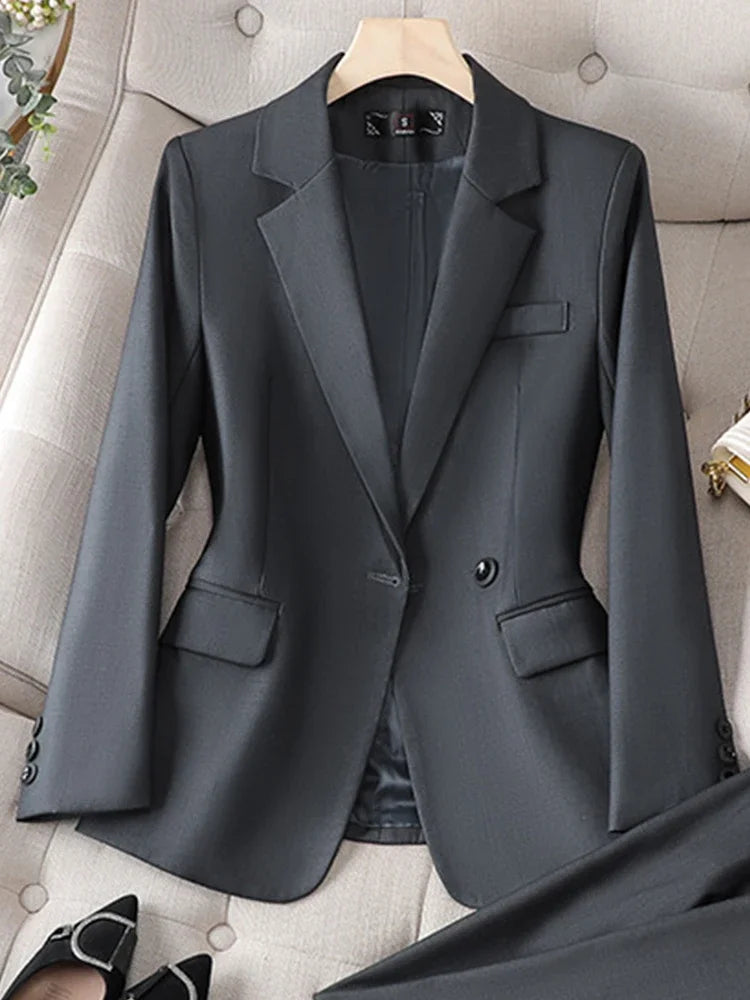 Yitimuceng Office Wear Women Blazer Suits Elegant Fashion Chic Coats Long Sleeve Casual Blazer Jacket Suits Pants 2 Piece Set