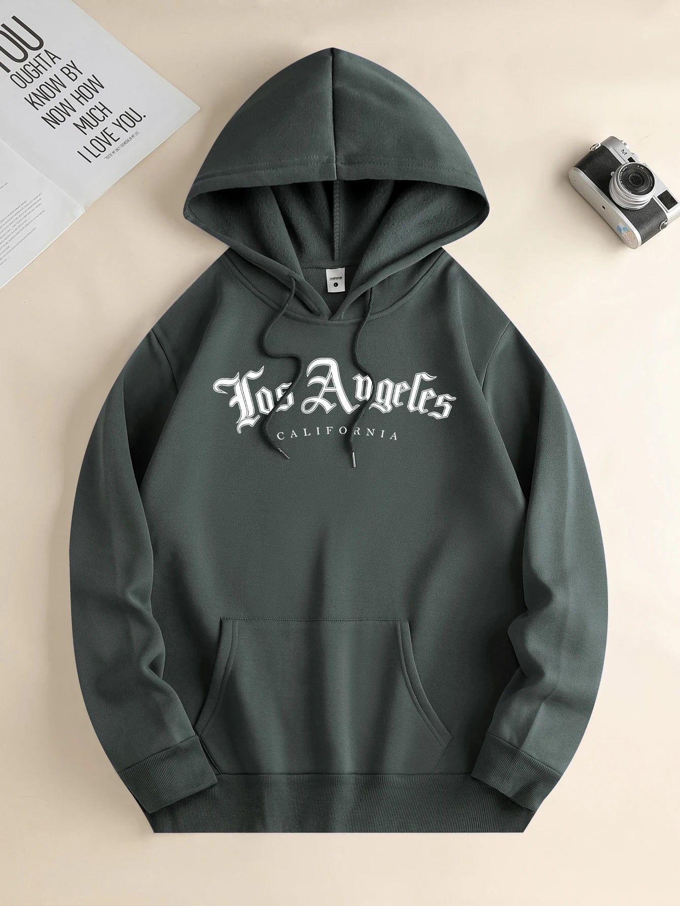 Men's new fashion hoodie, casual daily drawstring hooded sweatshirt lettering, front kangaroo pocket, men's jacket