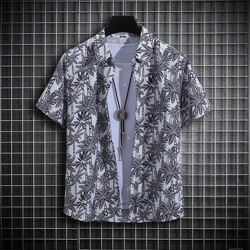 【14 colors】Men's Tropical Short Sleeve Printed Shirt  Unisex  Casual Tops