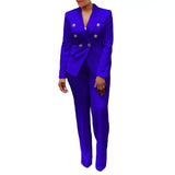 2Pcs/Set Blazer Trousers Suit Fashionable Warm High Waist for Holiday Suit Jacket Pants Set Office Blazer Pants Set