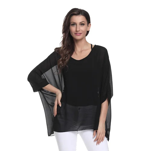 Blouse Plus Size New Batwing Casual Summer Blouse Women Boho Chiffon Shirt Top Shirt Women