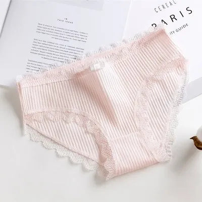 Lingerie Underwear Women Bow New Lace Panties Briefs Low Waist Solid Color Girls Cotton Femal Ropa Interior Femenina K019