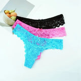 3PC Free Shipping Ladies Thong Sexy Low Waist Lace Panties Transparent G-string Underwear Hot Girl Erotic Panty