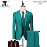 ( Jacket+Vest+Pants ) Formal Business Office Men's Suits Groom Wedding Dress Party Dress Solid colour Suit