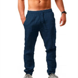 Men Sports Jogging Sweatpants Splicing Casual Pure Color Cotton Straight Trousers Large Size Home Long Pants