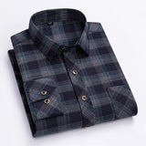 New Cotton Flannel Shirts For Men's Long Sleeve Soft Regular-fit Brushed Single Pocket Comfortable Casual Fashion Plaid Shirts