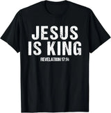 Christian Jesus Is King Design Crown T-Shirt Street Casual Couple Clothes  T Shirts for Men  Camisetas